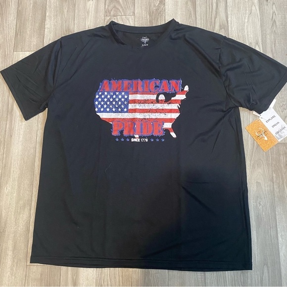 NWT American Legends Men’s Tee XL Black with American Flag Graphics - Picture 3 of 5